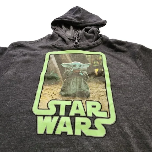 Star Wars The Mandalorian Grogu Baby Yoda Hoodie Men’s XL Gray Color Spring Hood - Picture 11 of 12